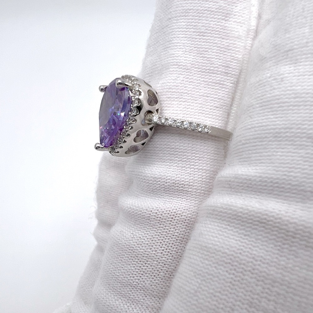 Sale $18 Firm! .925 Sterling Silver Lavender CZ Ring - Picture 9 of 14